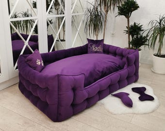 Personalized Pet Bed with Name – All Sizes XS–XXL | Custom Dog or Cat Bed | Modern Soft Pet Furniture | Gift for Pet Lovers