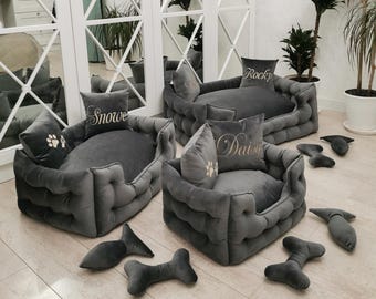 Dog bed for tiny and large dogs, Velvet dog bed, Custom dog bed, Dog sofa, personalized pet bed,Luxury dog bed, personalised dog bed,cat bed