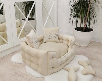 Premium Hundebett für große und kleine Hunde und Katzen, Katzenhaus, Hundebett nach Maß, Hundesofa, Haustierbett, Luxus-Haustierbett, Hundemama Geschenk, Geschenk für Katze