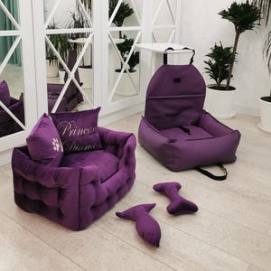 Premium Dog bed + Dog car seat set|for large and small dogs| Custom dog bed, Dog sofa, Dog mom gift, Gift for dog,pet car journey bed|