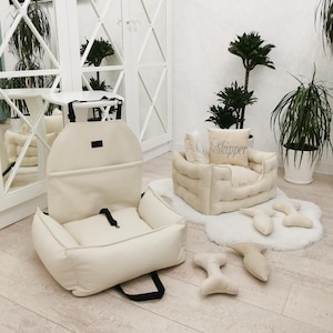 Premium Dog bed + Dog car seat set|for large and small dogs| Custom dog bed, Dog sofa, Dog mom gift, Gift for dog,pet car journey bed|