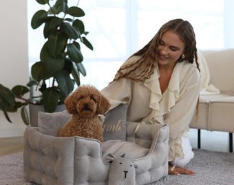 Personalized Dog Bed: Luxury Anti-Claw Pet Sofa with Bone Toys
