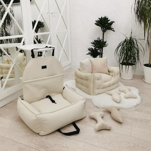 Premium Dog bed + Dog car seat set|for large and small dogs| Custom dog bed, Dog sofa, Dog mom gift, Gift for dog,pet car journey bed|