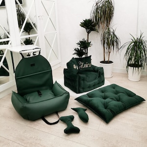 Premium Dog Bed & Car Seat Set | Custom Pet Sofa for Small and Large Dogs | Gift for Dog Mom | Travel Bed for Car Journeys