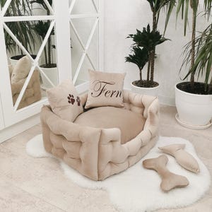 Chew-proof light Dog bed for large and small dogs, Extra large dog bed, Velvet dog bed, Custom dog bed, Dog sofa, Pet bed, Luxury pet bed