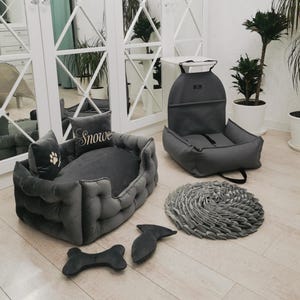 Premium Dog bed + Dog car seat set|for large and small dogs| Custom dog bed, Dog sofa, Dog mom gift, Gift for dog,pet car journey bed|