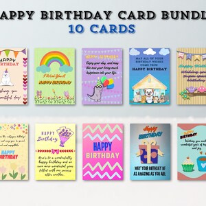 Happy Birthday Card Bundle, Set of 10 Cards