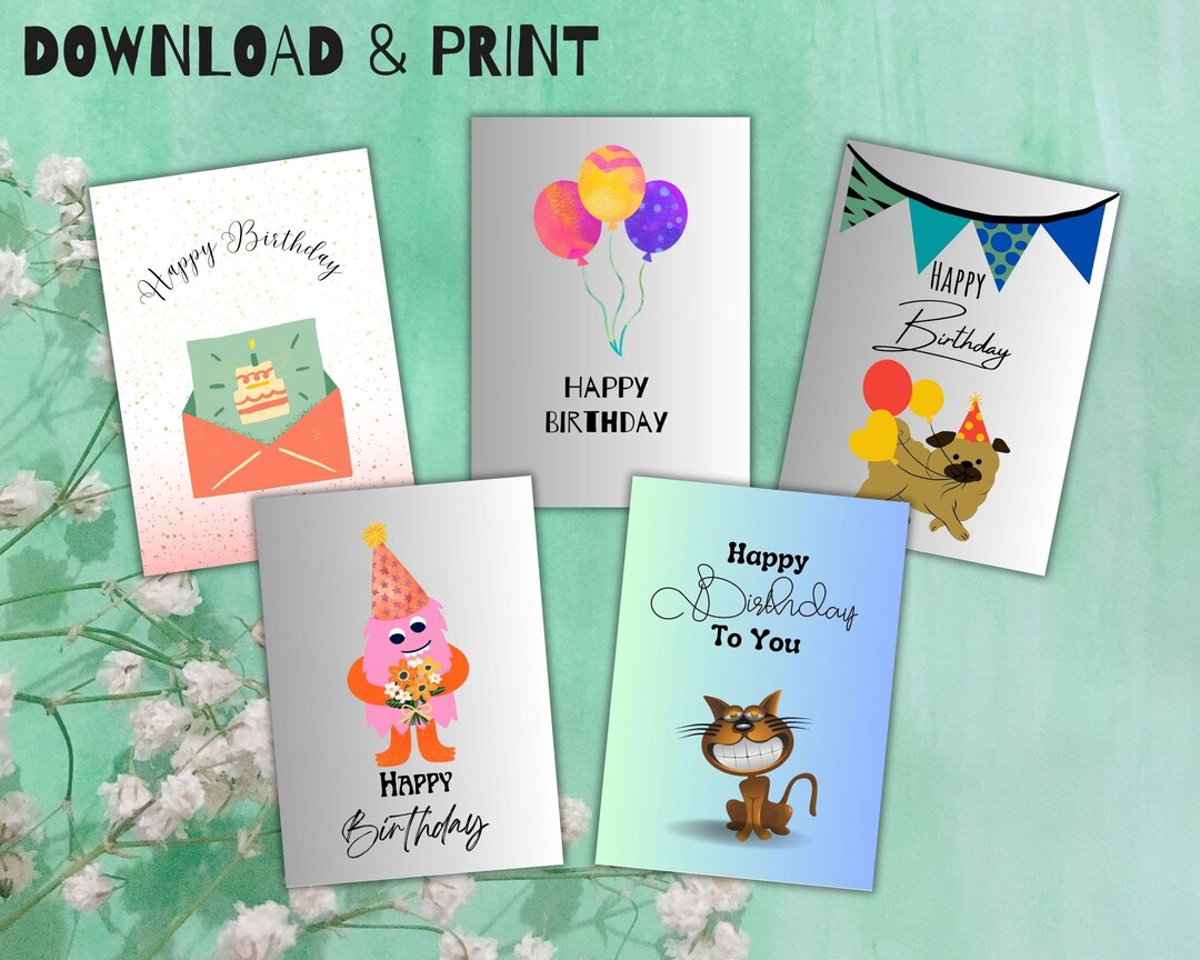 Adorable Birthday Cards Instant Download Pack Etsy — free download