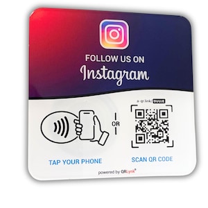 Acrylic Instagram Followers Sign - Profile Instagram Business- Followers Booster- Strong 3M Adhesive - Tap Sign - Instant Followers