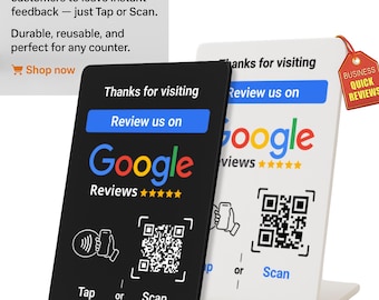 Support d'évaluation Google : appuyez pour évaluer | Balise NFC Google Reviews et code QR Commentaires clients instantanés Google
