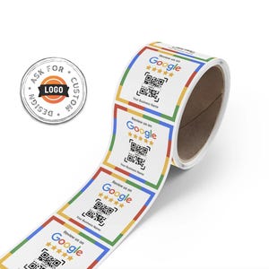 Google Review-sticker, labelrollen: sticker bedrijfsbord - 2 x 2 inch, rollen van 50, 100 en 250 stuks