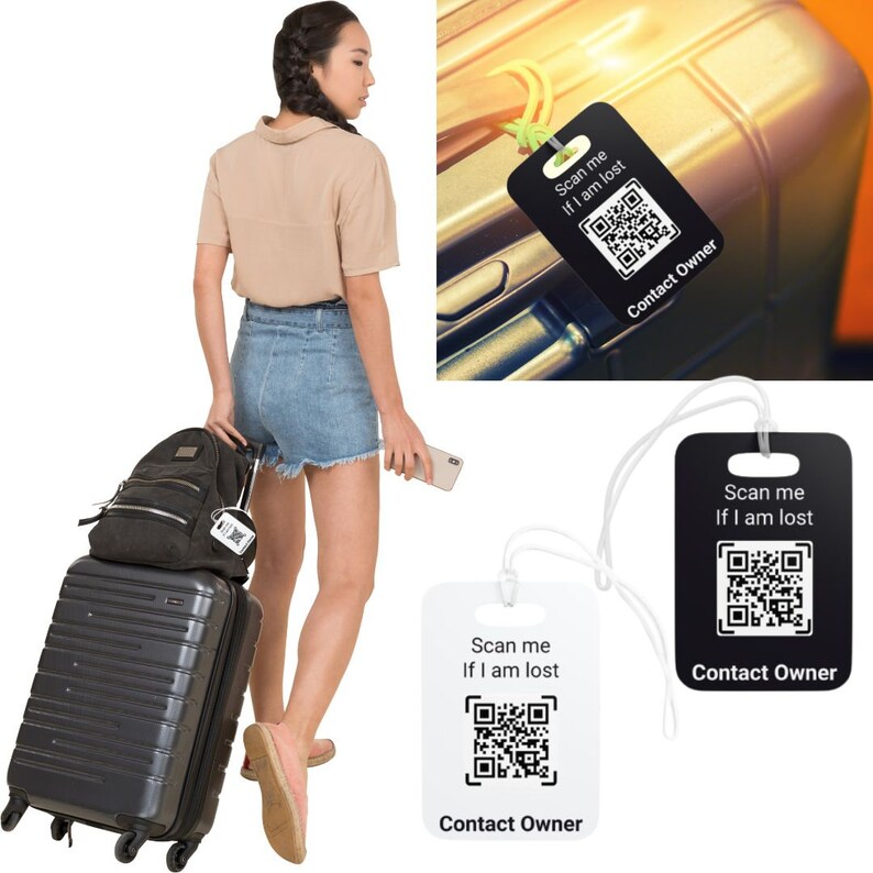 Bag ID Custom Luggage Tag QR Code Luggage Tag Contact Me QR Bag Tag