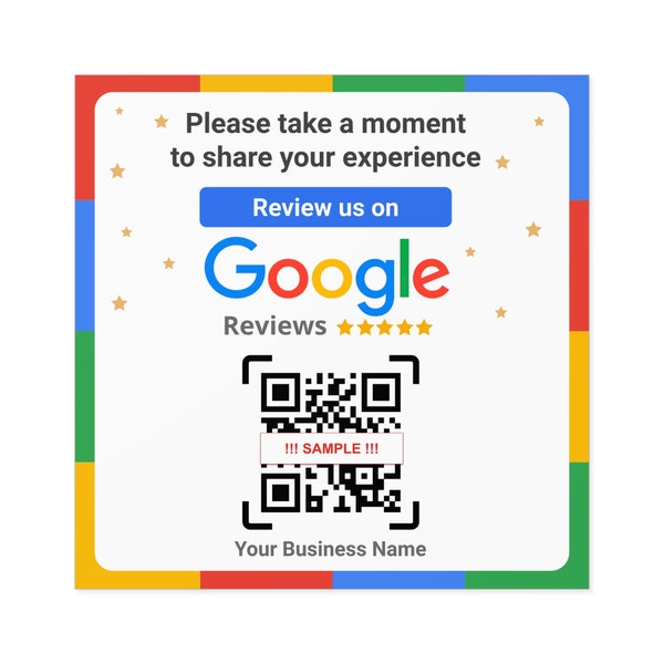 Outdoor Sticker- Google Review QR Code- Square Stickers, Indoor and Outdoor| Business Review Cards| Improve Google Ratings| Business Sign