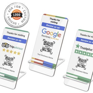 QR Google レビュー スタンド | Tripadvisor、Trustpilot、Yelp | インスタント カスタマー レビュー | Google レートの向上 | カスタム ビジネス サイン