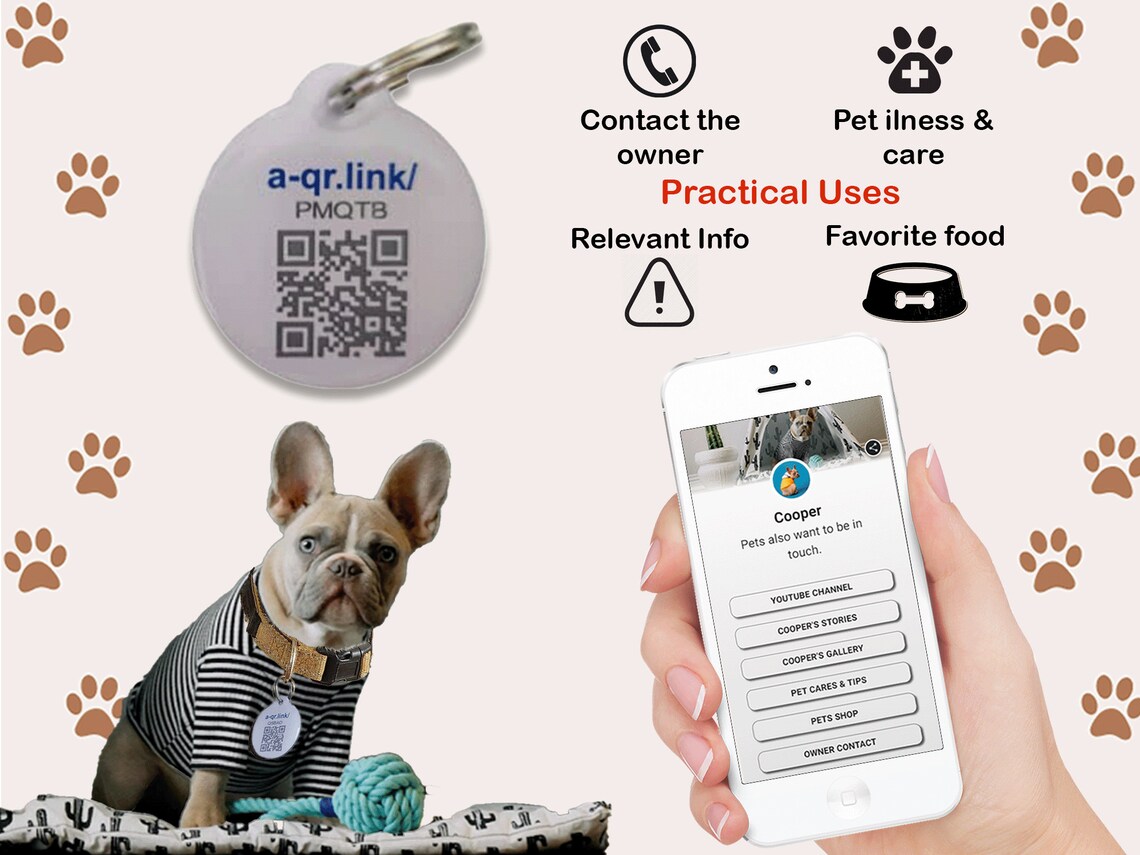Custom Pet Tag With QR Code Pet Tags dog Tag With QR Etsy