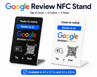 Google Review Stand: Tap to Review| NFC Google Reviews tag & QR Code Google Instant Customer Feedback