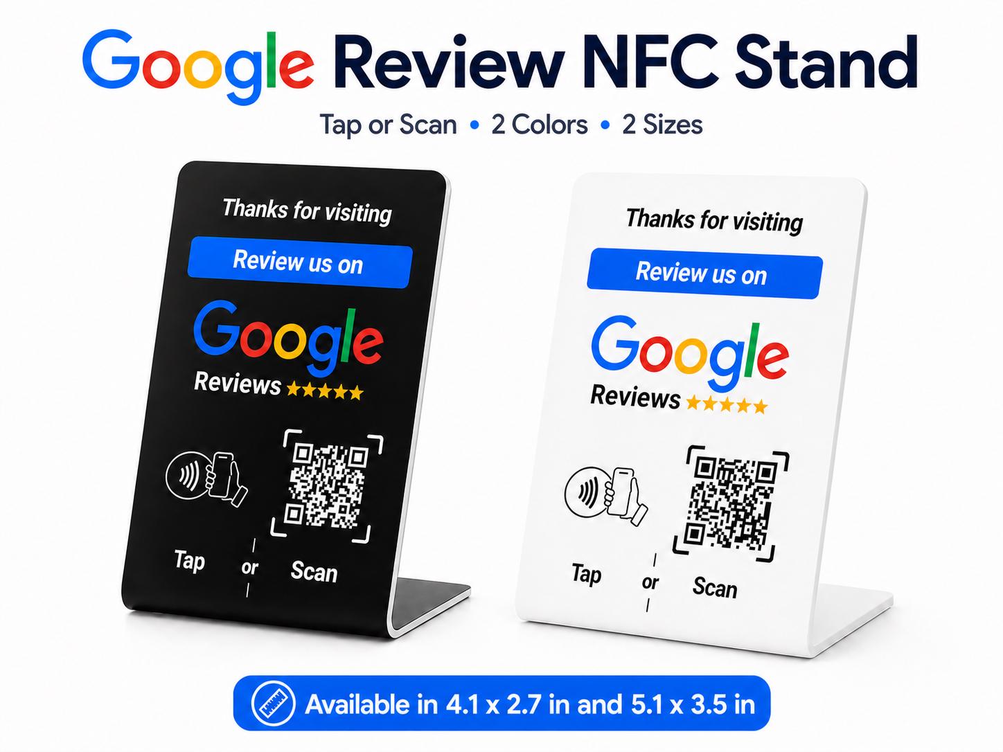 Google Review NFC QR Stand: Tap or Scan for Instant Customer Feedback ...