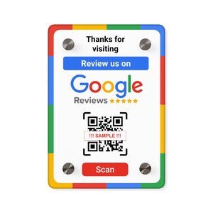 Google レビュー QR コード - アクリル壁パネル、屋内および屋外用 | ビジネス レビュー カード | Google 評価の向上 | 起業家へのギフト