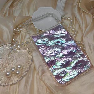 iPhone-hoesje met iriserende abalone-schaal: duurzame chique hoes