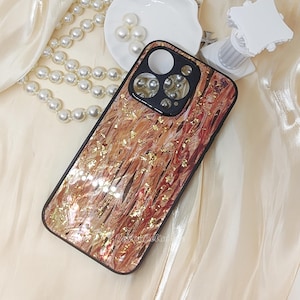 Funda de conchas de abulón auténticas para iPhone 16, 15, 14, 13, 12 y 11 Pro Max / iPhone 13 / iPhone 14 / iPhone 13 Pro Max
