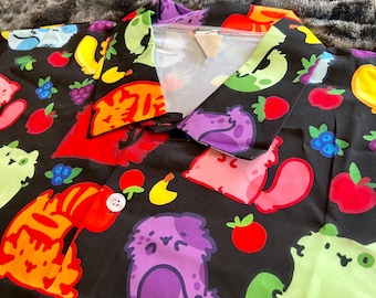 Regenbogen Früchte Kitty Button Shirts