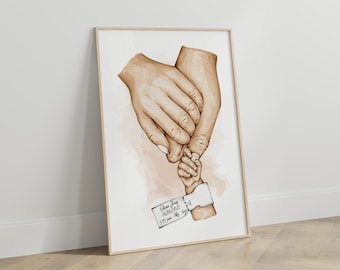 Family Holding Hands Wall Art / New Parents Gift / Mum Dad and Baby Holding Hands Digital Download/ Announcement Baby Custom  Wall Art