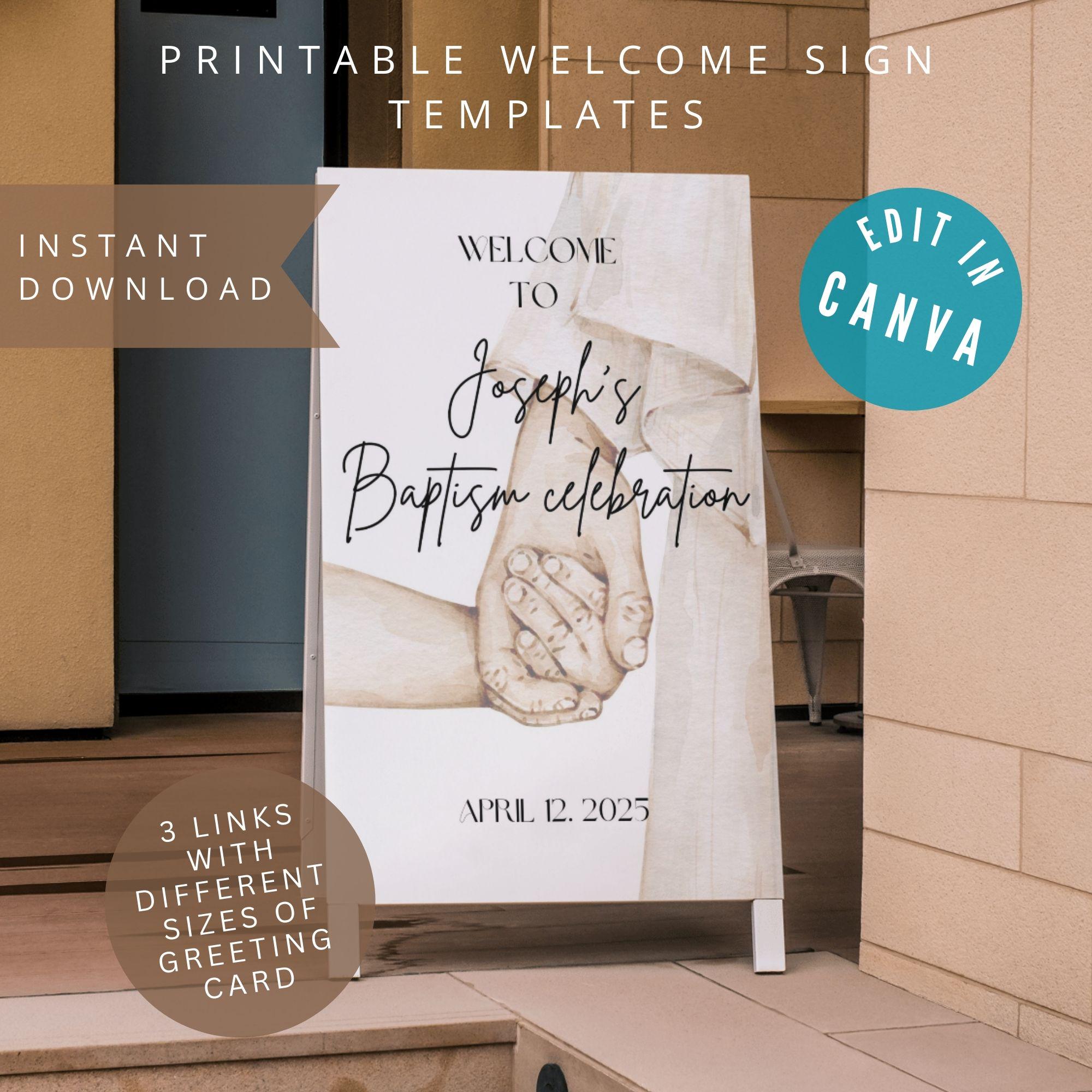 Editable Baptism Celebration Sign | Customizable Religious Welcome Sign ...