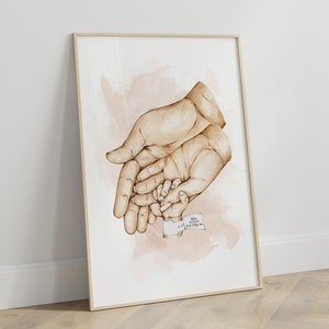 Famiglia che si tiene per mano Wall Art Regalo per i nuovi genitori Mamma Papà e bambino che si tengono per mano Wall Art Annuncio Bambino Download istantaneo personalizzato