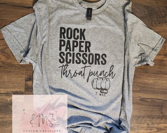 Rock, paper, scissors, throat punch t-shirt