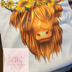 Highland cow with sunflowers t-shirt