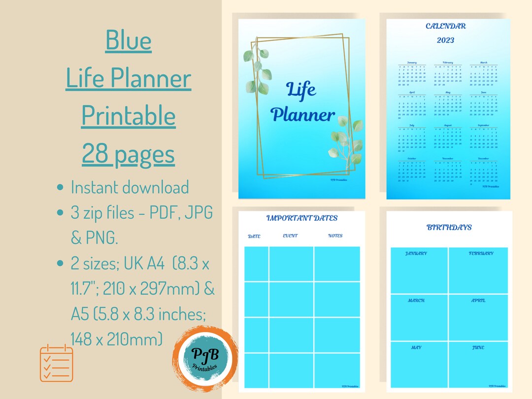 Life Planner 2023, A5 Planner Inserts, Digital Daily Planner Undated