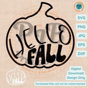 Hola otoño calabaza SVG hojas PNG archivo CNC plantilla Cricut fuentes svg diseños de sublimación Decoración de otoño calabaza png halloween calabaza clipart
