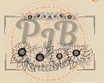 Sunflower SVG nature PNG sunflower border svg floral themed gifts for garden lovers svg split monogram svg cricut half sunflower Cricut file
