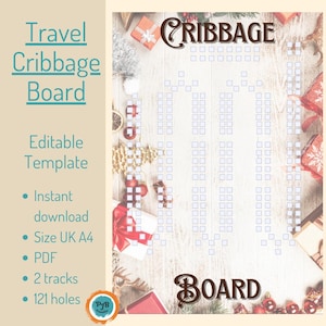 Travel cribbage board game gifts unique cribbage board editable scoreboard template crib board pegs 2 track cribbage board card game score
