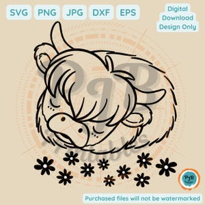 Cute Highland Cow clipart cow crown SVG cow flowers svg farm animals png file for Cricut highland cow sublimation cow svg farmer gifts ideas
