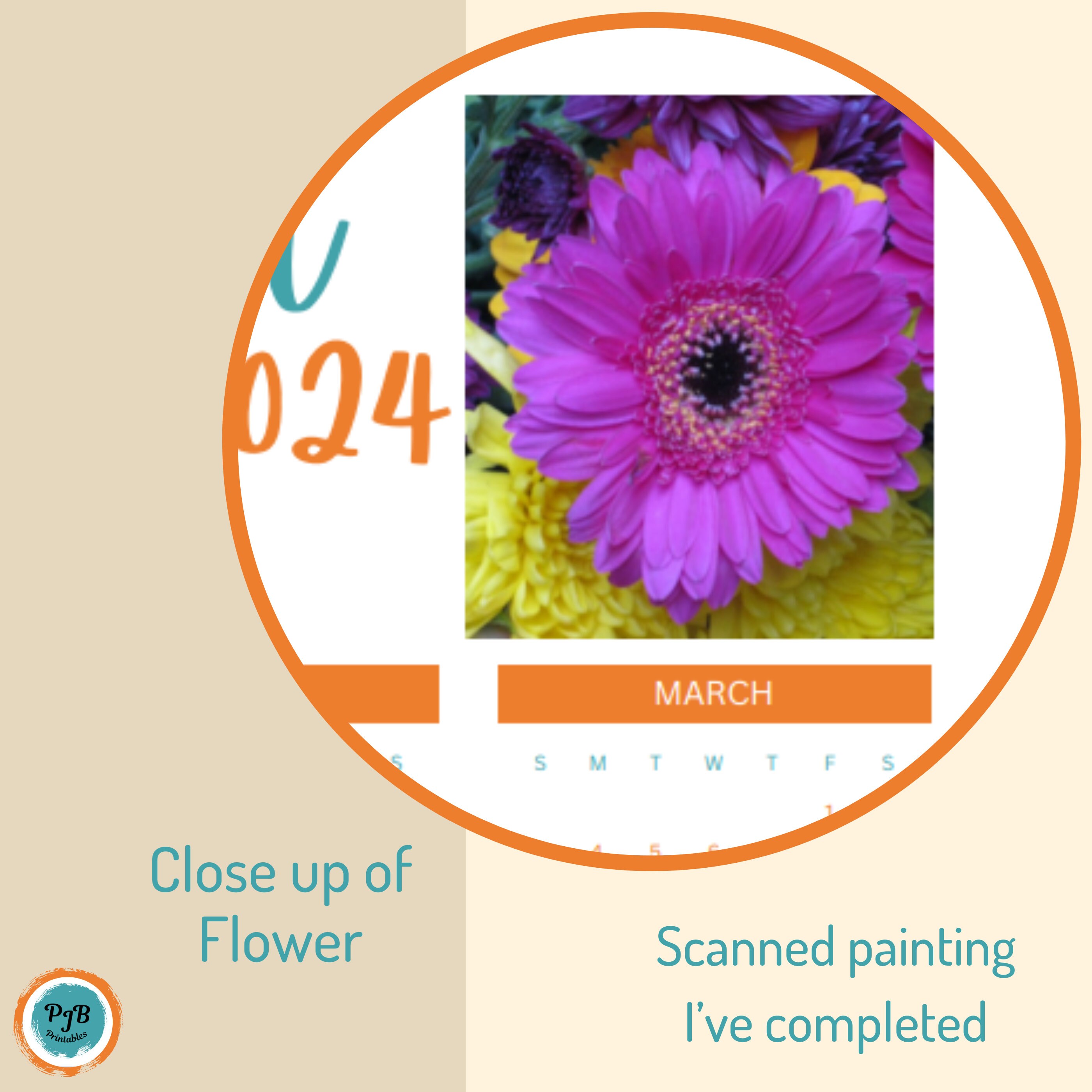 Printable Calendar Planner 2024 Wall Calendar Floral Themed Gift for ...