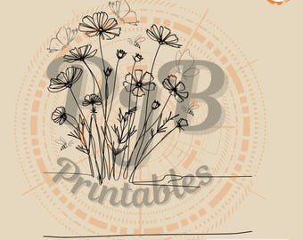 Floral split monogram SVG wildflower PNG flower border svg floral themed gift for nature lovers svg Cricut flower svg gardening floral frame