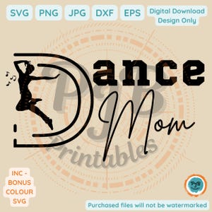 Dance Mom SVG regalo de baile para mamá PNG Cricut dance padre png dance mamá silueta svg CNC router archivo para sublimación de diseño de corte láser