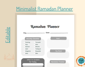 Ramadan Planner PDF, planificador digital editable, planificador diario de Ramadán, recordatorio diario, Eid, Ramadan Journal, planificador musulmán, planificador islámico