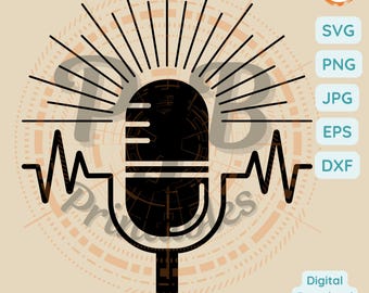 Retro vintage mikrofon SVG Cricut PNG sublimering clipart musikälskare