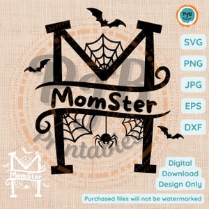 Halloween momster SVG Halloween Mamá PNG Cricut diseños para plantilla de diseño de sublimación svg espeluznante mamá Halloween letra M svg diseño de camiseta