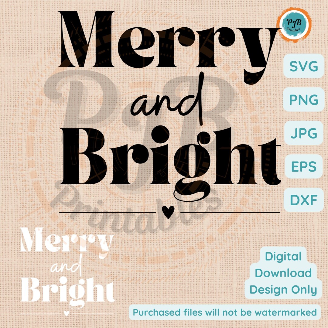 Merry and Bright SVG Christmas Words for Shirts With Sayings Svg Files ...
