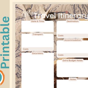 Daily travel itinerary vacation planner printable travel planner travel budget planner trip planner vacation itinerary travel organizer PDF