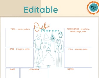 Outfit planner organizer printable clothing organizer for clothes and accessories what to wear guide travel outfit planner capsule wardrobe