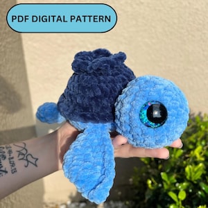 Patrón de crochet de tortuga de arándanos de costura baja PDF DIGITAL Patrón de amigurumi para principiantes