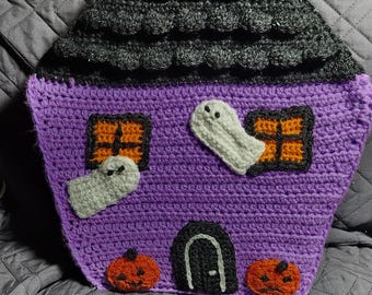 Halloween crochet house pillow