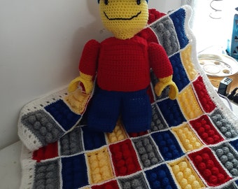 Lego Man doll and matching Baby Blanket