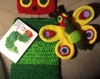 Very Hungry Caterpillar cocoon, book and butterfly rattle