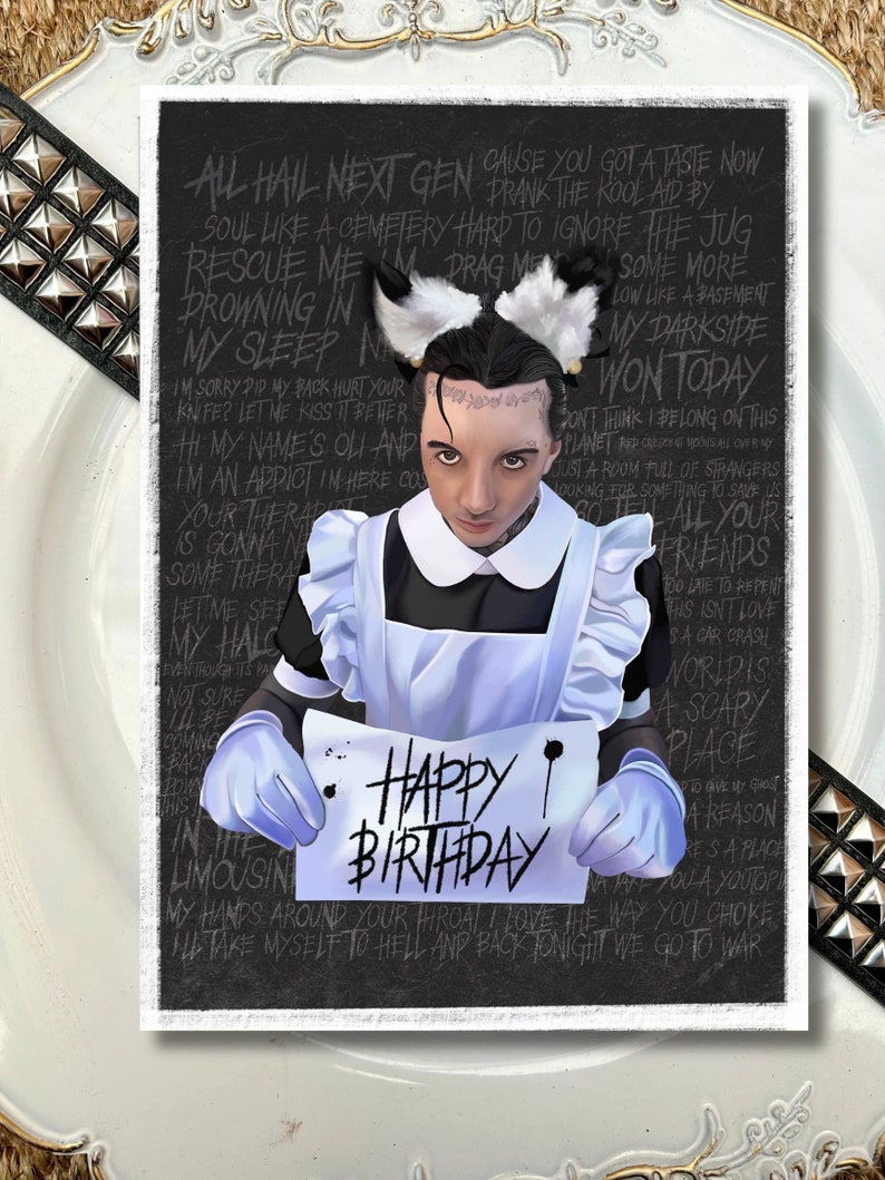 Bring Me The Horizon Birthday Card: Oli Sykes Maid Outfit - NexGen Lyrics image 4