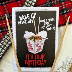 Tarjeta de cumpleaños con el tema de System Of a Down Chop Suey. Elder Emo, numetal, música metal, música rock, tarjeta de felicitación